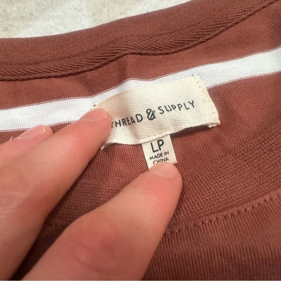 NWOT thread and supply Asher tee brown white stripes - Picture 6 of 6
